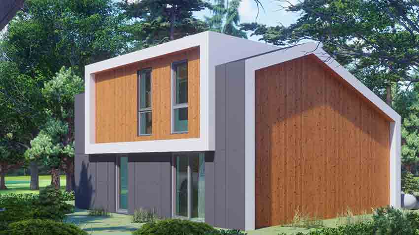 Rustikales Landhaus mit Satteldach und Holzfassade